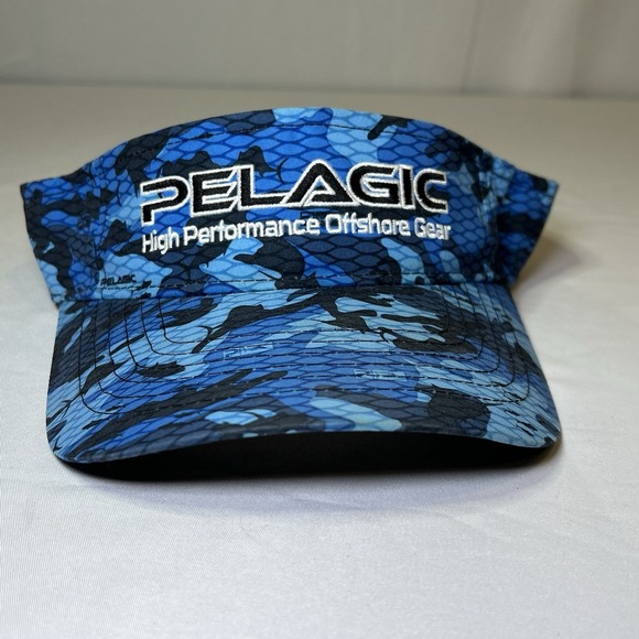 Pelagic Other - Pelagic Visor Blue White Camo Adjustable Hat Fighing Beach Gear